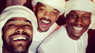 Tyrese posted this photo on his Instagram account on January 4, 2014. It shows Maxwell, Will Smith, Tyrese in Dubai.