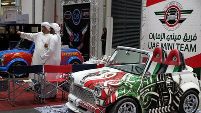Customised Minis at the International Motor Show Abu Dhabi and Custom Show Emirates at Abu Dhabi National Exhibition Centre. Delores Johnson / The National