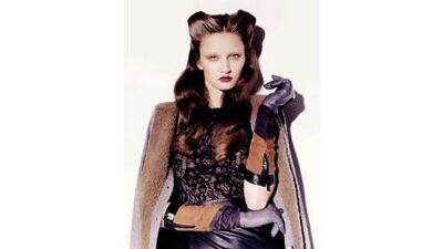 Cardigan, Dh2,850, Marni at Harvey Nichols. Dress, Dh3,850, Elie Tahari at Saks Fifth Avenue. Gloves, Dh900, Hoss Intropia at Galleries Lafayette.