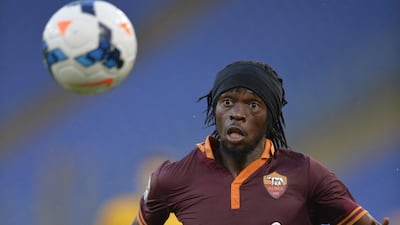 AS Roma's Gervinho, of Ivory Coast, eyes the ball during a Serie A soccer match against Hellas Verona, at Rome's Olympic stadium. (AP Photo/Alfredo Falcone, Lapresse)