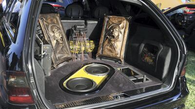 The modified sound system of Jason Brown's prize-winning Mercedes-Benz E55 AMG. Leslie Pableo for The National