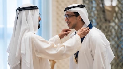 Sheikh Mansour bin Zayed, Deputy Prime Minister and Minister of the Presidential Court, received the Gender Balance Medal on behalf of Sheikha Fatima.@HHShkMohd / Twitter
