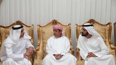 Sheikh Mohammed Bin Rashid offers condolences in Shahidi home Saif Al Zaabi and Abdullah Hamoudi. WAM