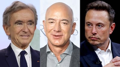 Bernard Arnault, Jeff Bezos and Elon Musk. The richest one per cent of humanity continues to fill their pockets while the rest are left to scrap for crumbs, according to Oxfam International. AFP/ Reuters