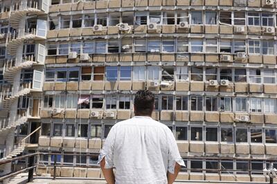 An apartment building damaged by a drone strike near the US embassy in Tel Aviv. Bloomberg