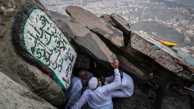 Muslim worshippers visit the Hera cave on the top of Mount Al-Noor where the Prophet Mohammed received the first words of the Quran in Mecca, Saudi Arabia. Mast Irham / EPA
