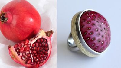 Pomegranate: “And I can’t say her name, without my mouth brimming with apricot juice, pomegranate, berries and quince.” Pawan Singh / The National