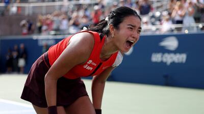Alexandra Eala of the Philippines celebrates match point against Clara Tauson of Denmark. AFP