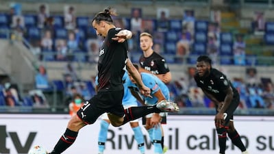 Zlatan Ibrahimovic scores Milan's second. AP