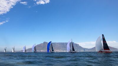 Competitors race in the 52 Super Series regatta in Cape Town, South Africa, on Wednesday, March 4. EPA