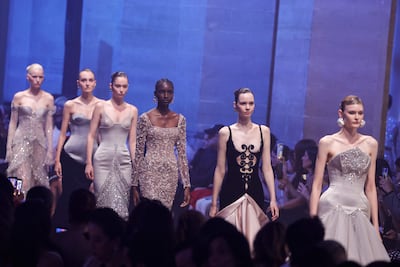 Necklines were a defining element of the Georges Hobeika collection. AFP