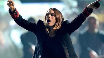 Jared Leto of Thirty Seconds to Mars performs onstage during the iHeartRadio Music Festival at the MGM Grand Garden Arena on September 21, 2013 in Las Vegas, Nevada. AFP