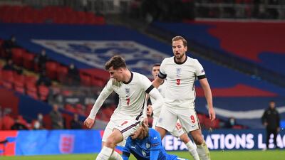 Mason Mount scores England's second. EPA