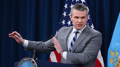 US Defence Secretary Pete Hegseth speaks at the Pentagon on Friday. Getty Images