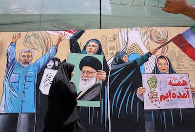 An anti-US wall mural on a street in Tehran. EPA