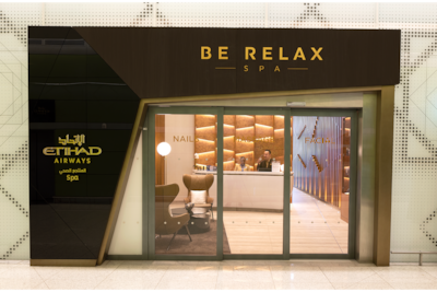 Etihad Spa by Be Relax at Zayed International Airport is open 24 hours a day and offers complimentary services to first class passengers. Photo: Etihad Airways