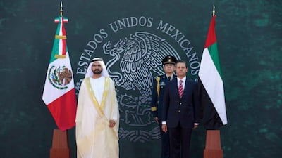 Sheikh Mohammed and Enrique Peña Nieto. PRESIDENCIA / EPA