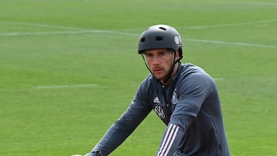 German midfielder Leon Goretzka on his bike. AFP