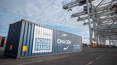 France has sent more than 20,000 doses of a liquid supplement for malnourished infants to Gaza. Photo: CMA CGM