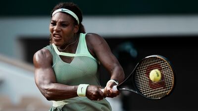 Serena Williams returns to Kazakhstan's Elena Rybakina during their fourth round match at the French Open. AP