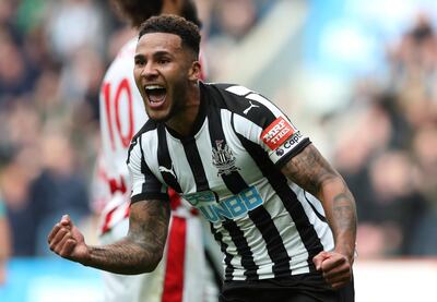 Soccer Football - Premier League - Newcastle United vs Stoke City - St James' Park, Newcastle, Britain - September 16, 2017 Newcastle United's Jamaal Lascelles celebrates scoring their second goal REUTERS/Scott Heppell EDITORIAL USE ONLY. No use with unauthorized audio, video, data, fixture lists, club/league logos or "live" services. Online in-match use limited to 75 images, no video emulation. No use in betting, games or single club/league/player publications. Please contact your account representative for further details.