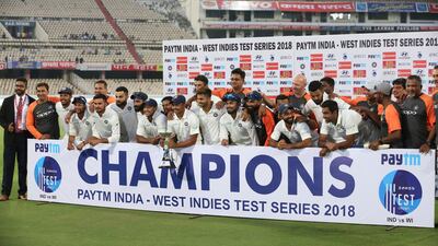 India were a happy lot after their series win against the West Indies, but bigger tests await. AP Photo