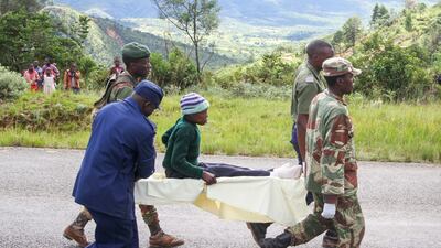 A girl is carried on a stretcher after being injured in the wake of Cyclone Idai in Chimanimani, Zimbabwe. Getty Images