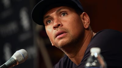 Alex Rodriguez the New York Yankees batter, held a news conference before their American League game against the Chicago White Sox at US Cellular Field in Chicago on Monday. Rodriguez was suspended until the end of 2014 for allegedly using performance enh???