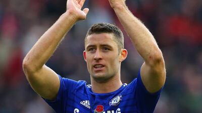 Gary Cahill applauds the fans after Chelsea's win over Liverpool on Saturday in the Premier League. Alex Livesey / Getty Images / November 8, 2014