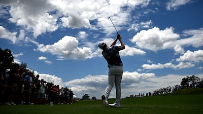 Scotland's Robert MacIntyre plays a shot from the ninth tee during the first round of the Australian Open at the Lakes Golf Club in Sydney. EPA