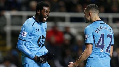 Emmanuel Adebayor scored twice for Tottenham on Wednesday. Russel Cheyne / Reuters