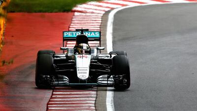 Lewis Hamilton of Great Britain driving the (44) Mercedes AMG Petronas F1 Team Mercedes F1 WO7 Mercedes PU106C Hybrid turbo on track during qualifying for the Canadian Formula One Grand Prix at Circuit Gilles Villeneuve on June 11, 2016 in Montreal, Canada. Charles Coates/Getty Images