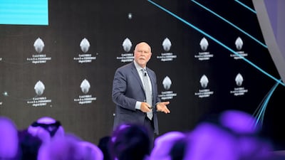 Craig Venter, Co-Founder, Chairman, and Chief Executive Officer of Human Longevity Inc (HLI), speaks at Dubai Government Summit's "Redesigning Longevity" session. Reem Mohammed / The National