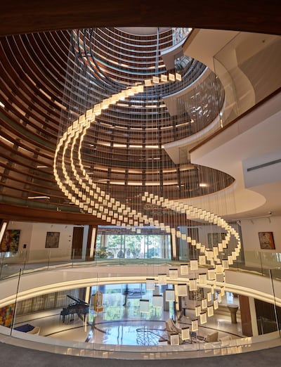 The dramatic central atrium draws guests upward, reconnecting the hotel’s restored rooms with the energy of downtown Beirut. Photo: Le Gray