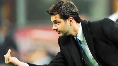 Andrea Stramaccioni compeleted one year in charge last week at San Siro. Daniel Zennaro / EPA
