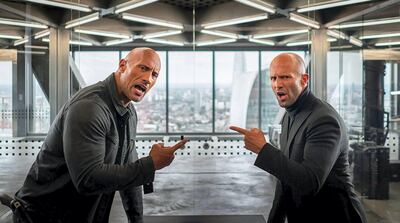 From left: Dwayne Johnson and Jason Statham in 'Fast & Furious Presents: Hobbs & Shaw'. Courtesy Universal Pictures