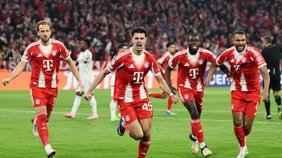 Aleksandar Pavlovic, front, celebrates after scoring to make it 1-1. EPA