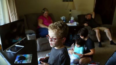 A child plays Minecraft at home in Kokomo, Indiana, the US. AP