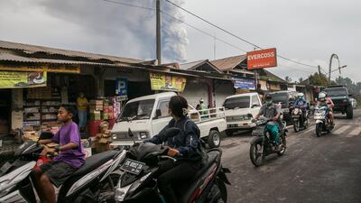 The Mount Agung volcano spews hot volcanic ash, as seen from Rendang in Karangasem, Bali, Indonesia. Made Nagi / EPA