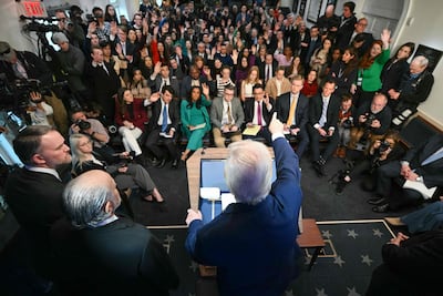 US President Donald Trump takes questions from reporters in the Brady Press Briefing Room of the White House. AFP