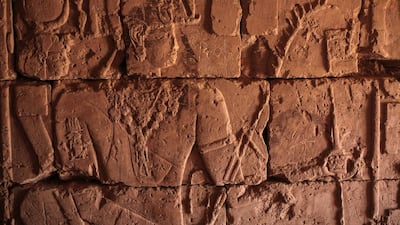 Hieroglyphics are pictured inside a room at the historic Meroe pyramids, a sign of the influence of ancient Egyptian civilization on the Sudanese Meroite kingdom, in al-Bagrawiya, 200 kilometers (125 miles) north of Khartoum, Sudan. The pyramids bear decorative elements from the cultures of Pharaonic Egypt, Greece and Rome, according to UNESCO, making them priceless relics.
