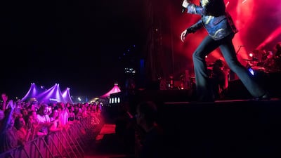 Brandon Flowers of The Killers performs on the main stage during the 43th edition of the Paleo Festival, in Nyon, Switzerland. Laurent Gillieron / EPA