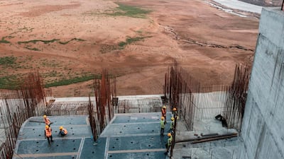 Construction work on the Grand Ethiopian Renaissance Dam near Guba in Ethiopia in late December 2019. AFP
