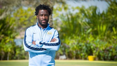 Wilfried Bony wearing his new Manchester City strip. Manchester City FC via AP Images