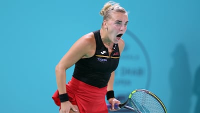 Sara Bejlek roars after winning a point.