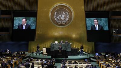Peruvian President Martin Vizcarra Cornejo addresses the General Debate of the General Assembly of the United Nations at United Nations Headquarters. EPA