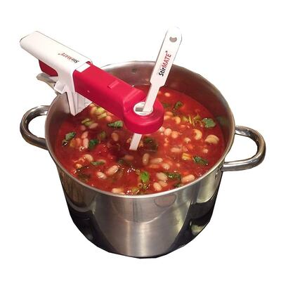 Stirmate's Automatic Pot Stirrer can be attached to the side of the pot for self-stirring. Photo: Stirmate