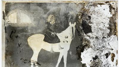 Portrait of a woman on a horse, Selim Abu Izzedine, Egypt, undated (circa 20th century), silver negative on glass. Faysal Abu Izzeddin Collection, courtesy of the Arab Image Foundation