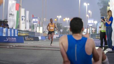 Finisher at the Adnoc Abu Dhabi Marathon. Leslie Pableo for The National