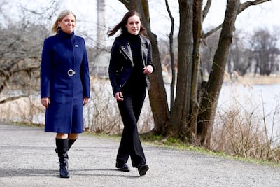 Swedish Prime Minister Magdalena Andersson, left, and Finnish Prime Minister Sanna Marin are leading their countries into Nato, EPA